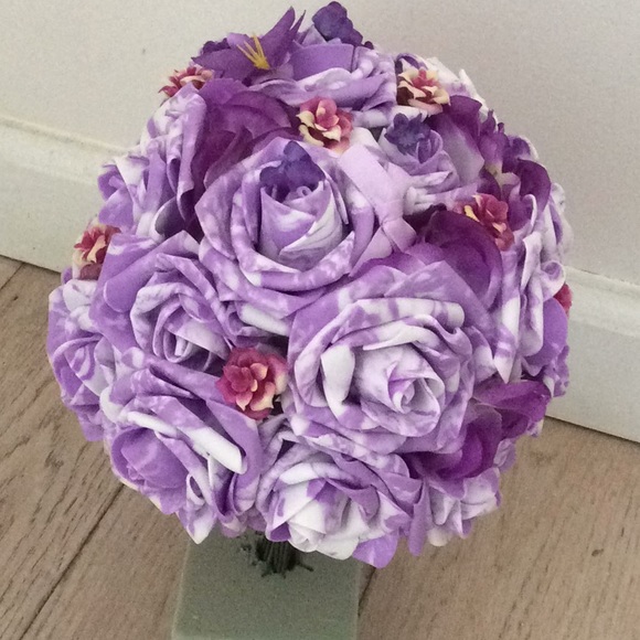 Purple/ white wedding bridal bouquet - Picture 2 of 5